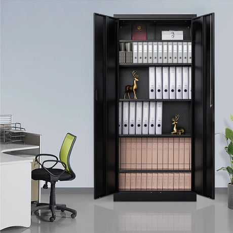 CMY Metal Storage Cabinet, 71" H Locking Cabinet with 5 Adjustable Shelves, Garage Cabinet for Office, Home, Pantry-Black CMY