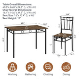 AMICLIBER Dining Table Set for 4, 5-Piece Kitchen Table and Chairs, Rectangular Dining Room Table Set with 4 Chairs, Space-Saving Kitchen Table Set for Small Space,Dinette,Apartment,Retro Brown AMICLIBER