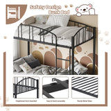 Garvee Bunk Bed Twin Over Twin with Ladder and Arched Guardrail, Heavy Duty Bunkbeds Frame with Sturdy Steel Slats Support for Kids Boys Girls, Space-Saving, No Box Spring Needed, Black Garvee