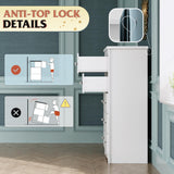 WLIVE White Wood Dresser with 5 Drawer, Cabinets Dressers Wood Dresser Cabinet, Organizer Drawers for Bedroom, Living, Hallway, Measuring 15.7" W*31.4" D*45.3" H WLIVE