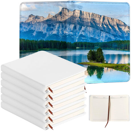 Lnrueg 6 Pcs A5 Sublimation Notebook Blank Journal 100 Pages - Hardcover PU Notebooks for Note Taking Plan Making Diary Writing - School Office Supplies… Lnrueg