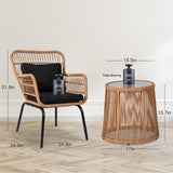 PROHIKER 3 Pieces Outdoor Wicker Bistro Patio Furniture Set, Porch Furniture Rattan Conversation Sets with Side Table and Cushions for Garden Poolside Backyard, Yellow/Black PROHIKER