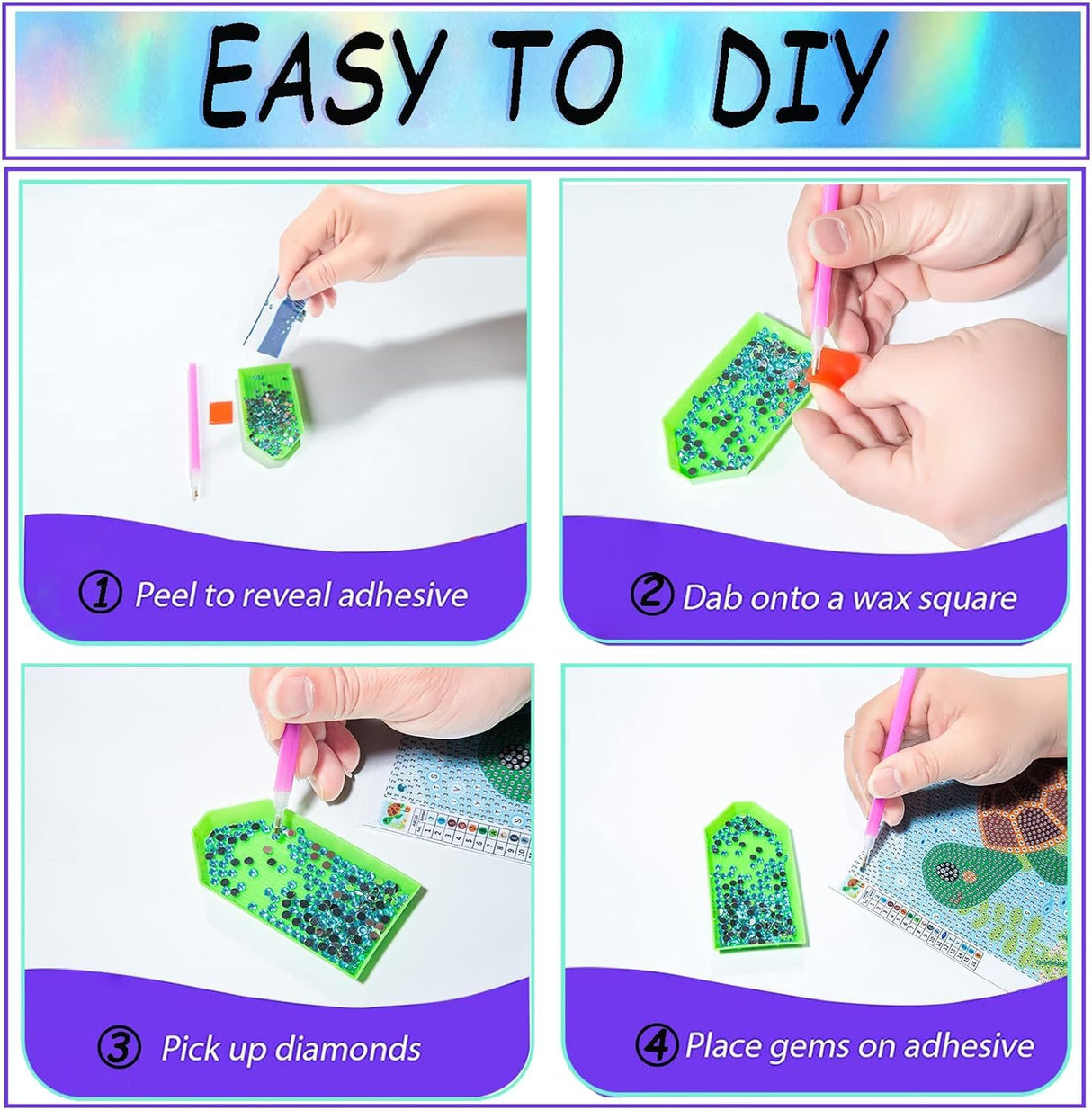 6 Pack 5D Cartoon Diamond Painting Kits for Beginners, Cute Animals DIY Diamond Art Kit, Full Round Drill Big Gem Art, Home Wall Decoration 6X6 inch Acelii