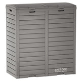EAST OAK 76 Gallon Outdoor Trash Can | Waterproof Resin Garbage Can with Tiered Lid & Drip Tray | Outside Trash Bin for Patio | Kitchen, Backyard & Deck | Gray Color EAST OAK