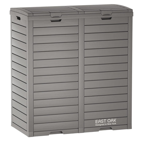 EAST OAK 76 Gallon Outdoor Trash Can | Waterproof Resin Garbage Can with Tiered Lid & Drip Tray | Outside Trash Bin for Patio | Kitchen, Backyard & Deck | Gray Color EAST OAK