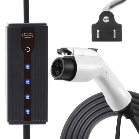 SAE J1772 Level 1+2 EV Charger, 16Amp 90-260V, 3.5KW, Portable Electric Car Charger, Charging Cable with NEMA 5-15 Male Plug Home Charging Station HuamCalato