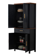 Kings Brand Furniture - 72" Freestanding Kitchen Pantry Storage Cabinet Cupboard with Doors Adjustable Shelves & Drawer, Black Kings Brand Furniture