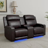 P.H.Furn Power Loveseat Recliner Sofa, Home Theater Seating with Adjustable Headrest, Blue LED Lighting, Reclining Loveseat, Storage, Cup Holder, USB, Charging P.H.Furn