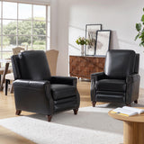 HULALA HOME Genuine Leather Recliner Chair, Classic Push Back Recliner Armchair with Thick Seat and Backrest (Black) HULALA HOME