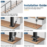 Gyykzz 36" Aluminum Cable Railing Stair Post Perfect for Coastal Projects, 33° Drilled Stair Wire Deck Post for 28-38 Degrees Stair, Black Coating Stair Post for Cable Railing System Outdoor Seaside Gyykzz