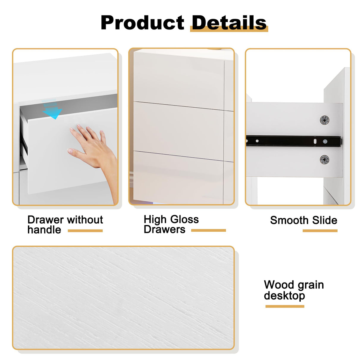 Anbuy LED 9 Drawer Dresser, White Modern Dressers with High Gloss Drawers Dual Chest of Drawers Dresser with Lights for Bedroom (White) Anbuy