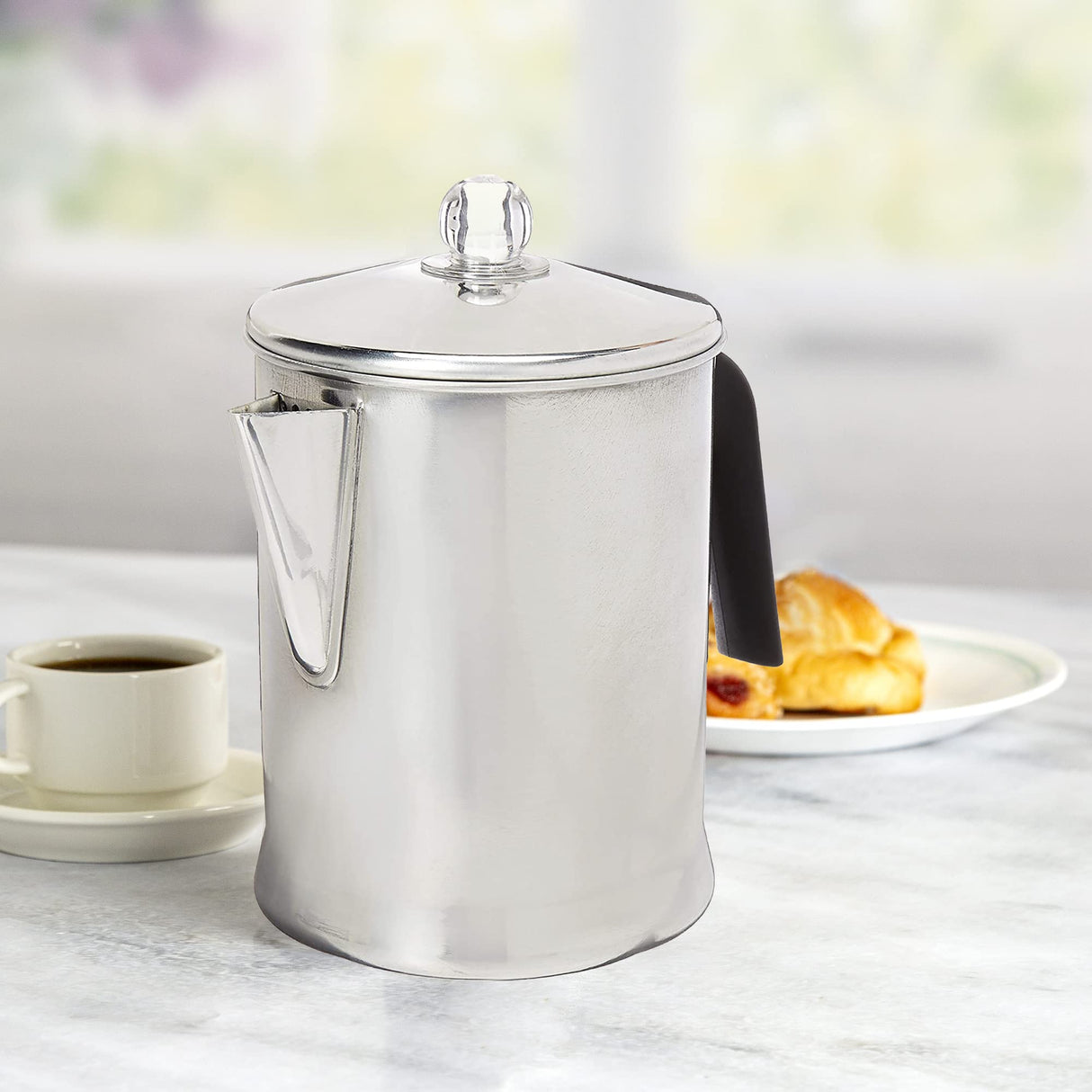 Primula Today Aluminum Stove Top Percolator Maker Durable, Brew Coffee On Stovetop, 9 Cup, Silver Primula