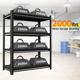 SUPPNEED Adjustable Garage Shelving Heavy Duty 2000LBS Loads, 48”W Large Shelving Units and Storage,48”W×16”D×72”W Garage Storage Shelves,4-Tier Shelving Unit for Warehouses,Kitchen(Black) SUPPNEED