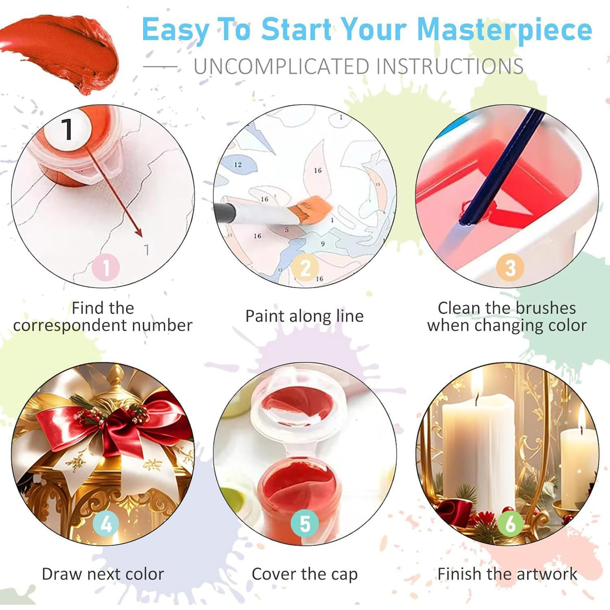 BAWKENTON Paint by Numbers for Adults and Kids, Christmas Candle Painting by Number Kits On Canvas, Number Artist Paint by Number Kit Funny Without Frame DIY, Home Wall Decor, 9.85x13.85in BAWKENTON