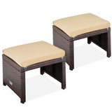 Best Choice Products Set of 2 Wicker Ottomans, Multipurpose Outdoor Furniture for Patio, Backyard, Additional Seating, Footrest, Side Table w/Removable Cushions, Steel Frame - Brown/Tan Best Choice Products