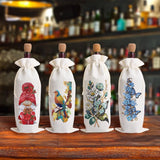 4 Pcs DIY Diamond Painting Art Kit Diamond Painting Wine Bag Kit Rhinestones Label Liquor Bottle Cover Gift for Wine Lover Women Men Christmas (Gnome Butterfly) WoodArtSupply