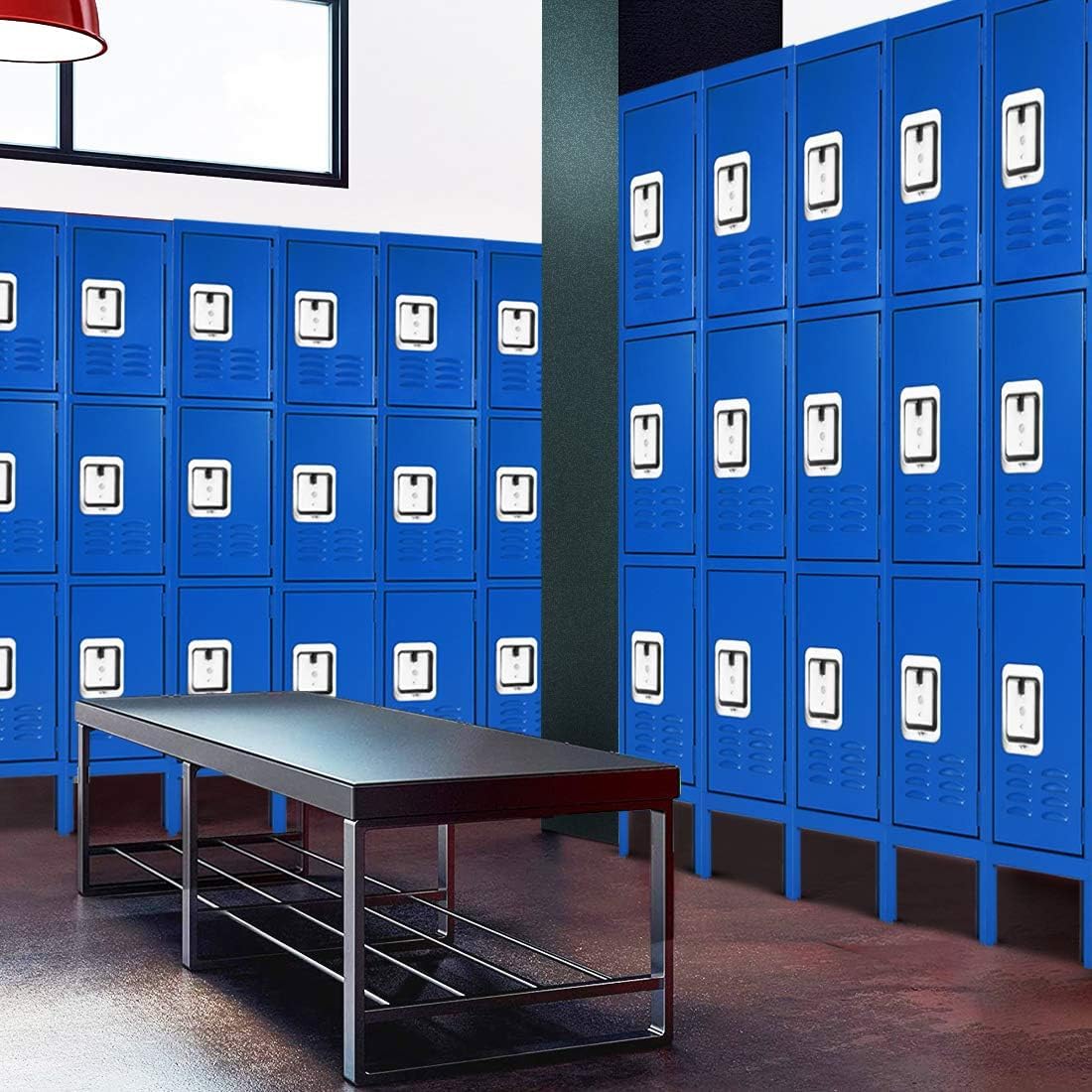 Greenvelly Metal Locker with 3 Doors, Tall Steel Storage Locker Cabinet for Employees, gym locker Storage Cabinets with lock and adjustable shelves for School, Home, Office, Garage (Black) Greenvelly