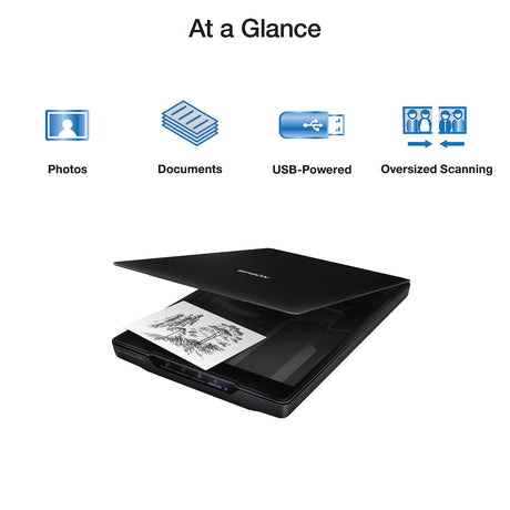 Epson - Perfection V39 II - Color Photo and Document Flatbed Scanner - 4800 dpi Optical Resolution - High-Rise, Removable Lid - Scan to Cloud - USB Power - Image Scanning - Black Epson