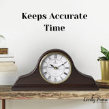 Mantel Clock Battery Operated - Wooden Mantle Clock - 15x7.5 - Silent, Made of Real Wood & Easy to Read - for Living Room Decor Above Fireplace Mantel, Office, Shelf, Table & Home Décor Gift Lovely Home Essentials