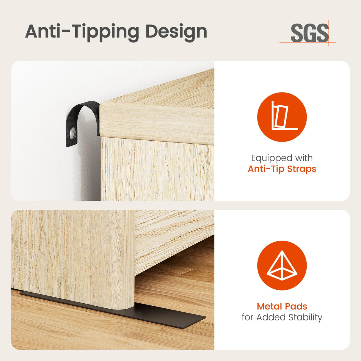 Amada Modern 6 Drawer Dresser, Fluted Wood Chest of Drawers with Rounded Corners, Pre-Installed Drawer Slides, Dresser TV Stand and Storage Organizer for Bedroom, Hallway, Natural Oak AMADA HOMEFURNISHING