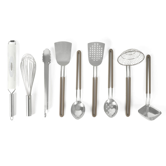 Martha Stewart 9-Piece Stainless Steel Prep & Serve Kitchen Gadget and Tool Set - Dishwasher Safe