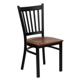 Flash Furniture HERCULES Series Black Vertical Back Metal Restaurant Chair - Cherry Wood Seat Flash Furniture