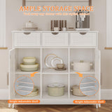 Viaozutis Storage Cabinet, Coffee Bar Cabinet with 2 Adjustable Shelves, 3 Drawers, and 2 Doors, for Bathroom, Kitchen, Living Room (White) Viaozutis