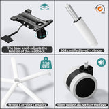 TRALT Office Chair - Ergonomic Desk Chair with Adjustable Lumbar Support, Mesh Computer Chair, Executive Chair for Home Office Comfortable Lumbar Support (White+Black) TRALT