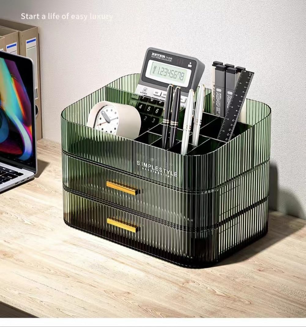 MIUOPUR Makeup Organizer with Stackable Drawers, Bathroom Vanity Organizers and Storage, Ideal for Desk and Dresser Countertops, Great for Cosmetics, skincare, Lipsticks, Nail Care -Green MIUOPUR