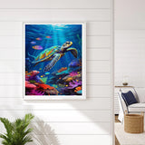 HITIRECOVI Sea Turtle Adult Paint by Number Kits on Canvas,Sea Turtle Paint by Numbers Adults,Paint by Number Canvas for Adults,DlY Painting by Number Adult for Gifts Home Wall Decor 16x20inch HITIRECOVI