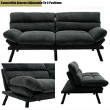 70“Futon Sofa Bed,Convertible Folding Futon Couch Breathable Small Couch,Upholstered Double Loveseat Bed for Compact Living Studio in Room and Bedroom,Offices,Family,Dorm (Dark Gray Linen) Klwenas Maec