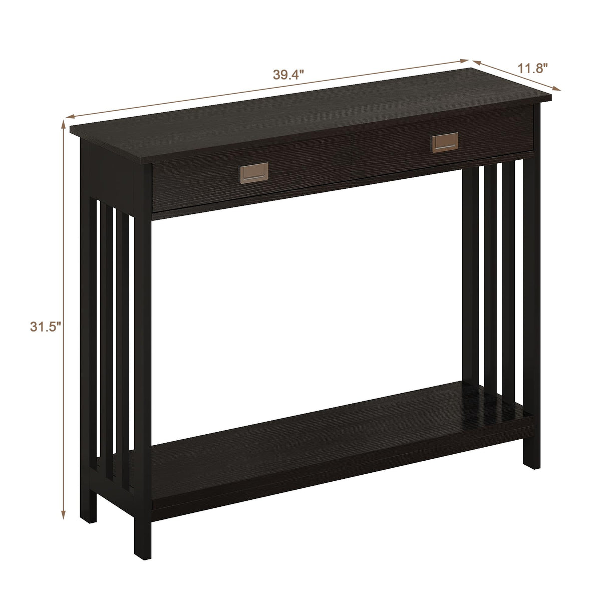 ChooChoo Black Entryway Table with Drawer, Narrow Console Table, Sofa Table with Storage Shelf for Entryway, Living Room and Hallway ChooChoo