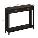 ChooChoo Black Entryway Table with Drawer, Narrow Console Table, Sofa Table with Storage Shelf for Entryway, Living Room and Hallway ChooChoo