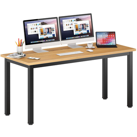 DlandHome 63 inches X-Large Computer Desk, Composite Wood Board, Decent and Steady Home Office Desk/Workstation/Table, BS1-160TB Teak and Black Legs, 1 Pack DlandHome