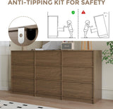 Jiaoun 63" W 9 Drawer Dressers for Bedroom, Modern Large Wood Dresser Chest of Drawers, Wide Dresser Organizer for Living Room, Hallway,Brown