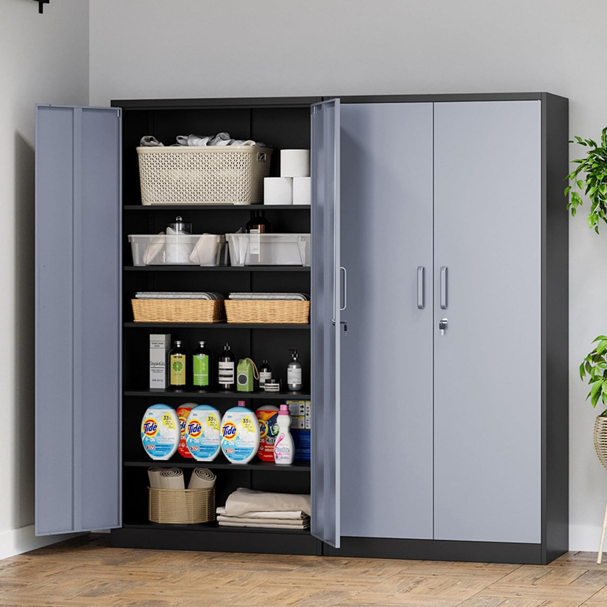 MIIIKO Metal Storage Cabinet with 6 Tier Shelves and Locking Doors, 72" x 36" x 18" Steel Garage Storage Cabinets for Home, Garage, Pantry Workshop Warehouse… MIIIKO