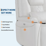 Power Lift Recliner Chair Sofa, Electric Recliner Chair for Seniors, Stand Assist, USB Charging Ports, Cup Holders, Side Storage Pockets, Remote Control, Home Theater Seating for Living Room, White GAOMON