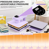 Whubefy Dual Auto Heat Press Machine 15x15, 360° Swing Away Smart T-Shirt Printing W/Auto Release & Auto-Off, Adjustable Pressure & Higher Heating Height for HTV, Sublimation, Heat Transfer Projects Whubefy