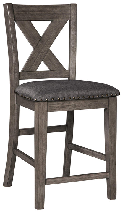 Signature Design by Ashley Caitbrook Rustic 24.63" Counter Height Upholstered Barstool, Set of 2, Gray - WoodArtSupply