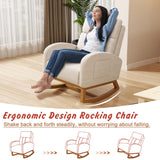 Gaussen Glider Rocking Chair Nursery Comfy Accent Chair with High Backrest Upholstered Living Room Chairs with Side Pocket Armchair Reading Chair for Bedroom Nursery Office, Cream Gaussen