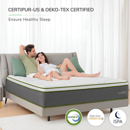 Novilla Queen Mattress, 10 Inch Queen Size Hybrid Mattress in a Box with Individually Pocket Coils & Memory Foam, Supportive & Pressure Relief, Medium Firm Breathable Hybrid Mattress Queen