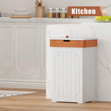 Function Home Trash Can Cabinet, 13 Gallon Kitchen Garbage Can, Wooden Recycling Trash Bin, Dog Proof Trash Can, Trash Cabinet with Lid for Home Kitchen Bathroom, White Function Home