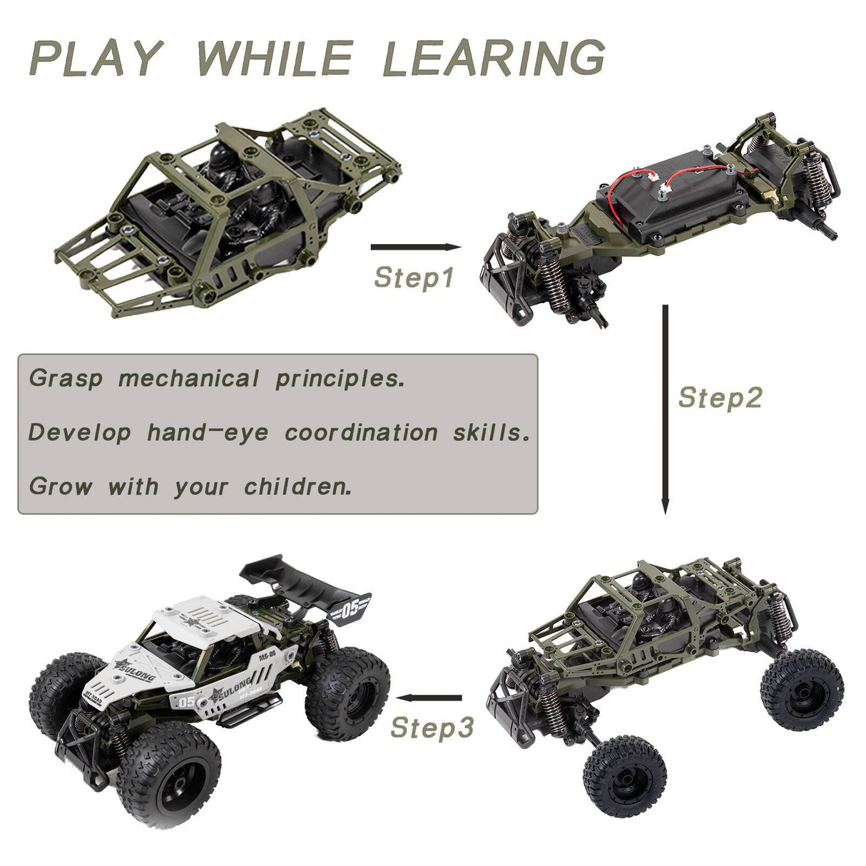 Fedalust Remote Control Car, DIY RC Cars Kit, 1:18 2.4GHz RC Truck, Building Toys Stem Toys for Men Kids Fedalust