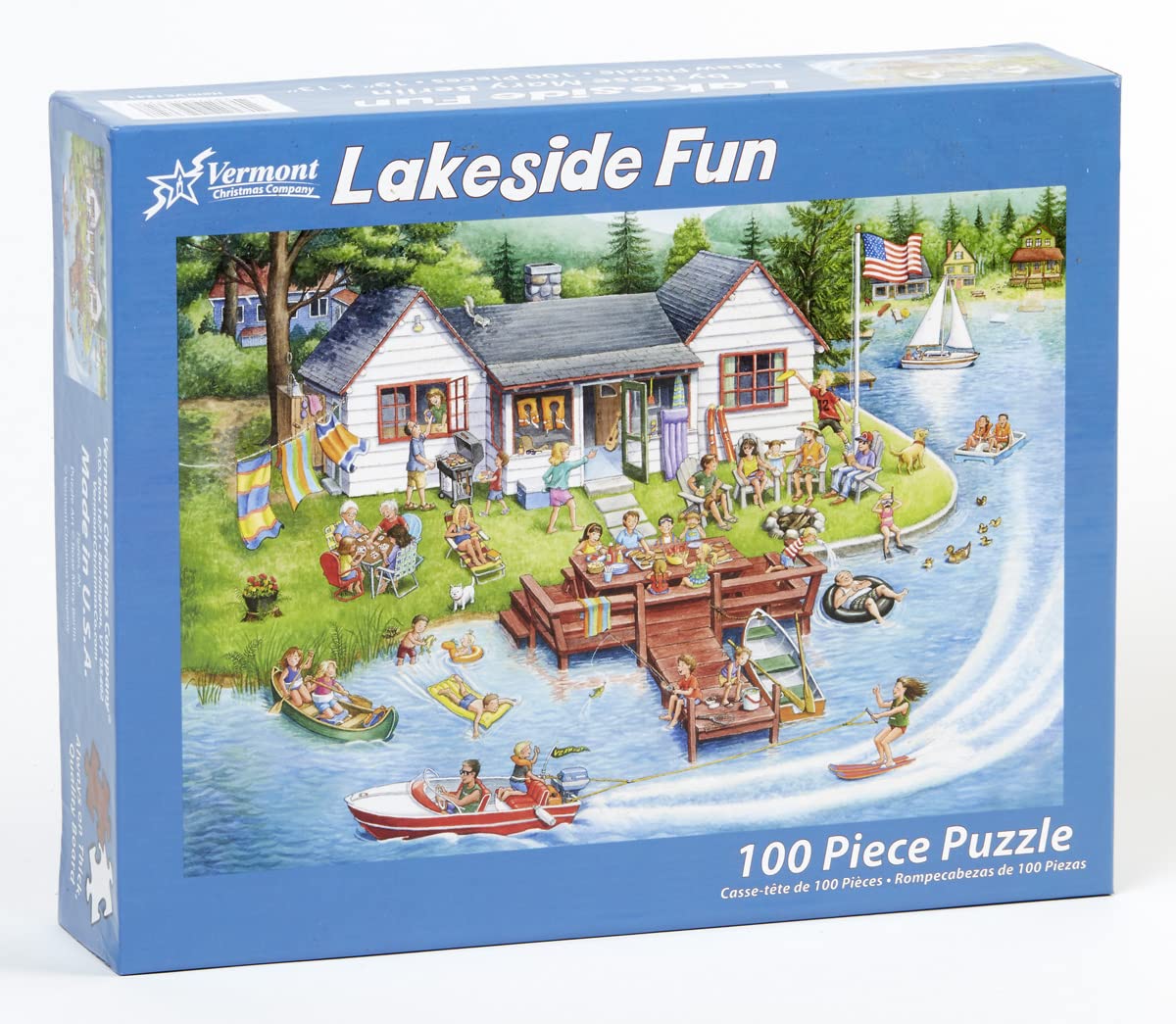 Vermont Christmas Company Lakeside Fun Jigsaw Puzzles for Kids - 100 Piece Interlocking Puzzle for Kids and Seniors - Large, Thick, Durable Puzzles Made with Precision Cutting (19" x 13") Vermont Christmas Company