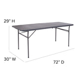 Flash Furniture 6' Rectangular Plastic Folding Event Table with Carrying Handle, Bi-Fold Portable Banquet Table for Indoor/Outdoor Events, Dark Gray Flash Furniture