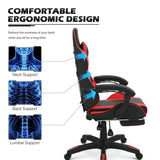 MoNiBloom Gaming Chair with Footrest High Back Video Game Chair with Headrest & Lumbar Support Height Adjustable Leather Swivel Computer Chair for Adult Teen Office or Gaming, Red MoNiBloom