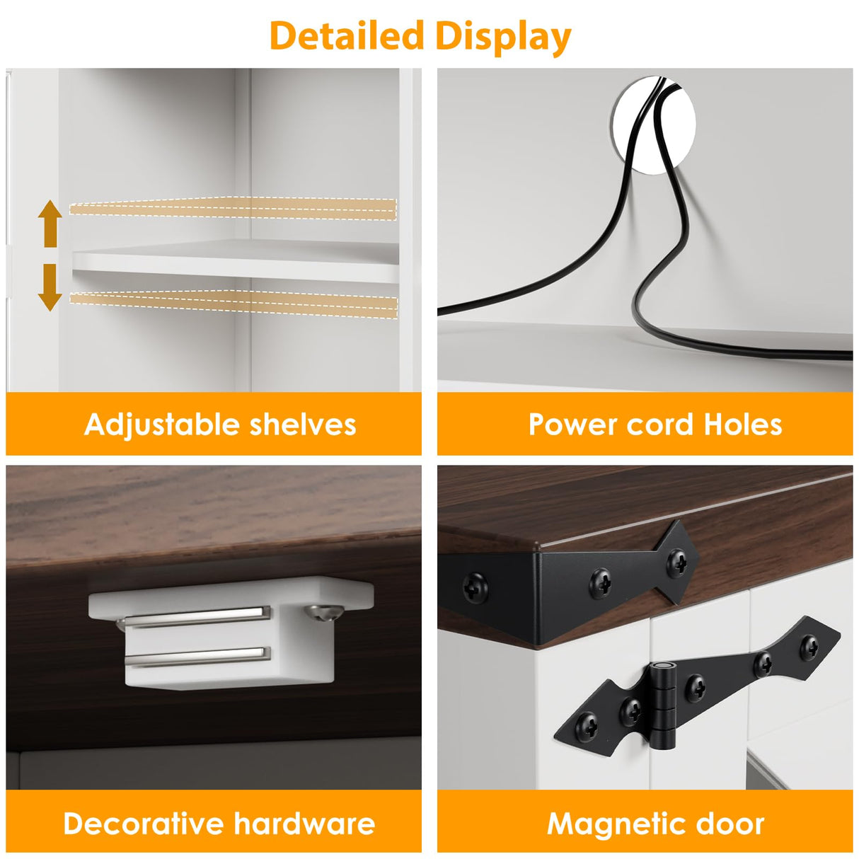 Algglobuy Modern Farmhouse Tv Stand for TVs up to 70 Inch, 58 Inch Entertainment Center with Iron Mesh Door & 2 Adjustable Shelves, Media TV Console Table for Living Room, White (White, 58 Inch) Algglobuy