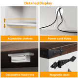 Algglobuy Modern Farmhouse Tv Stand for TVs up to 70 Inch, 58 Inch Entertainment Center with Iron Mesh Door & 2 Adjustable Shelves, Media TV Console Table for Living Room, White (White, 58 Inch) Algglobuy