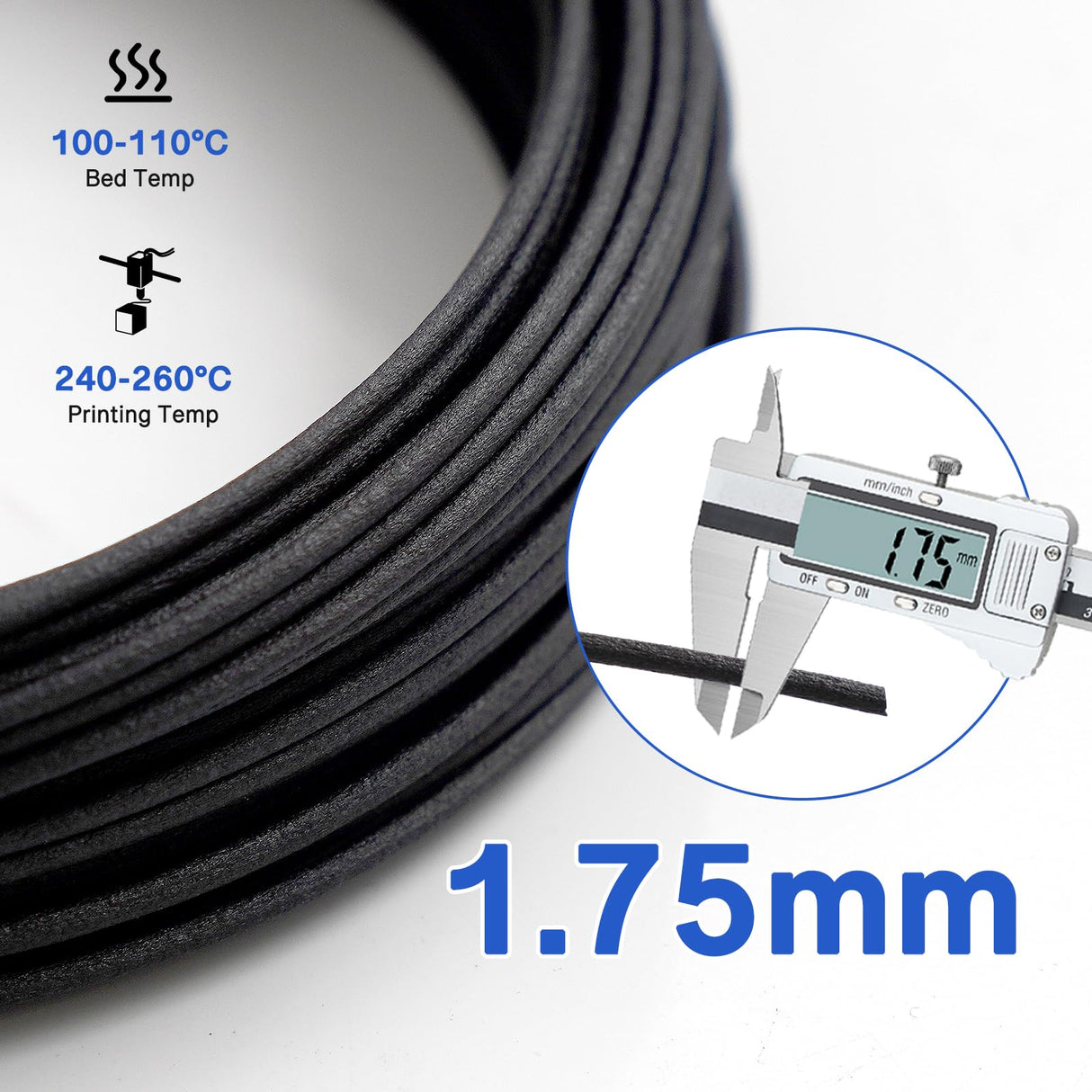 YXPOLYER PC Carbon Fiber Filament PC-CF 50g 1.75mm for 3D Printing, Polycarbonate Carbon Fiber 3D Printer Filament Engineering Material Filament yxpolyer
