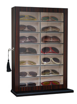 TIMELYBUYS 14 Piece Large Ebony Wood Eyeglass Sunglass Display Wall Hanging Case and Storage Organizer Box and Stand TIMELYBUYS
